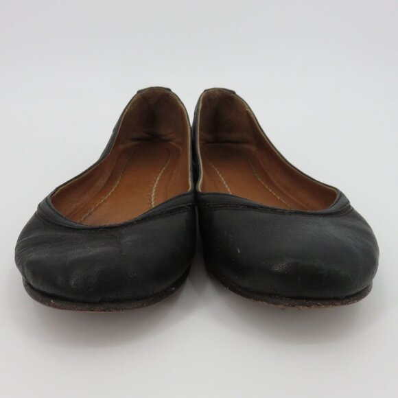 Frye Women 7.5 M CARSON Ballet Flat 8012044 Black Genuine Leather Shoes Slip On - Picture 5 of 15